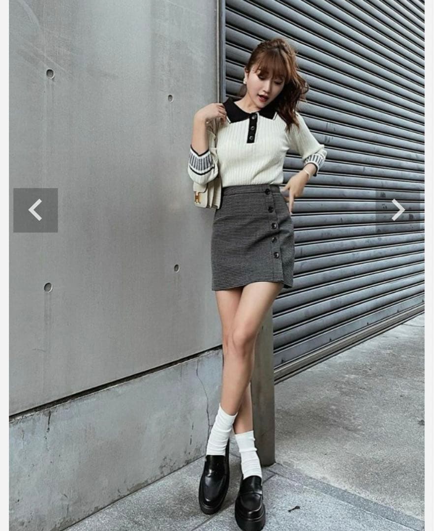 ♡kei♡【sheller】ツイードボタンミニスカート