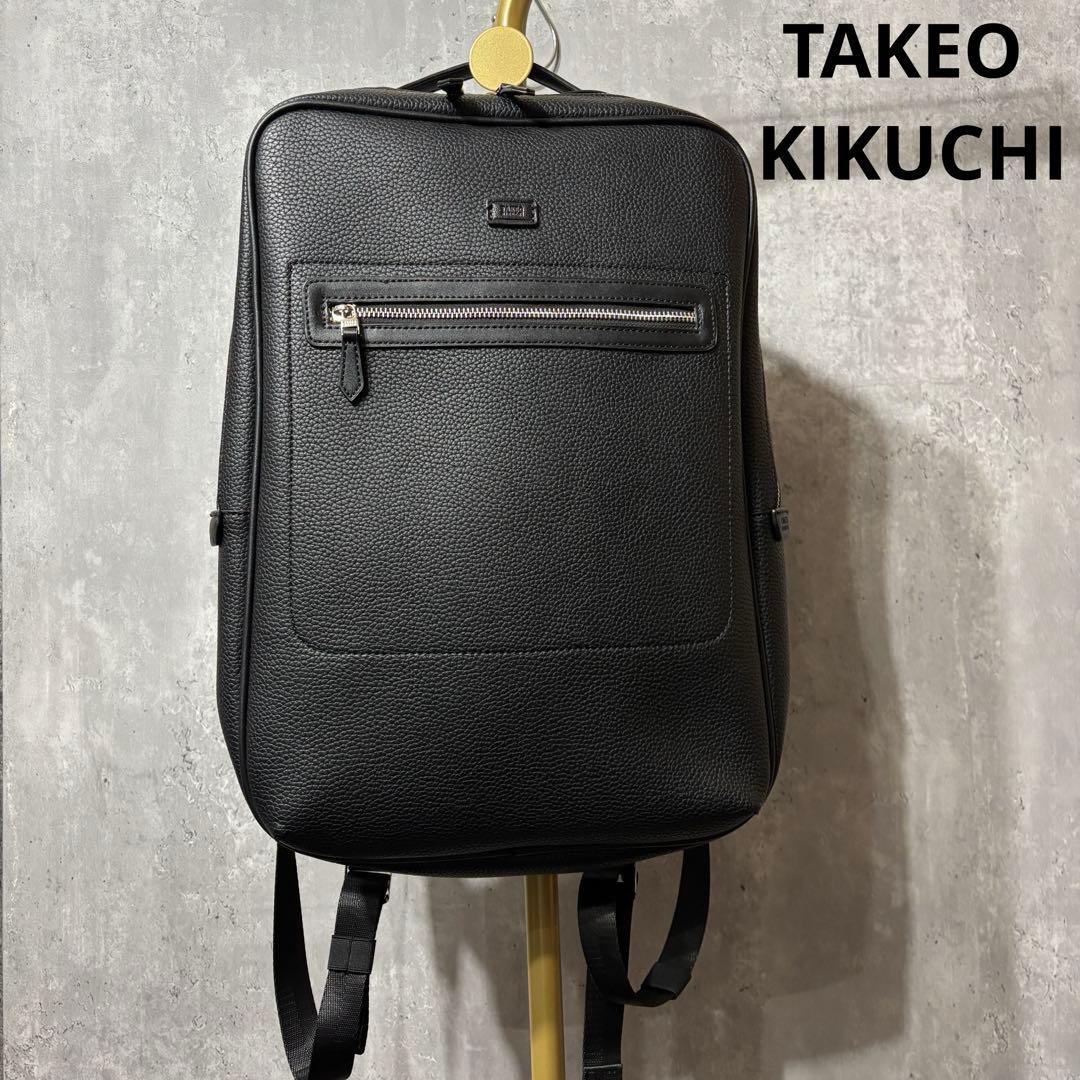 TAKEO KIKUCHI タケオキクチ　ブラック レザーバックパック