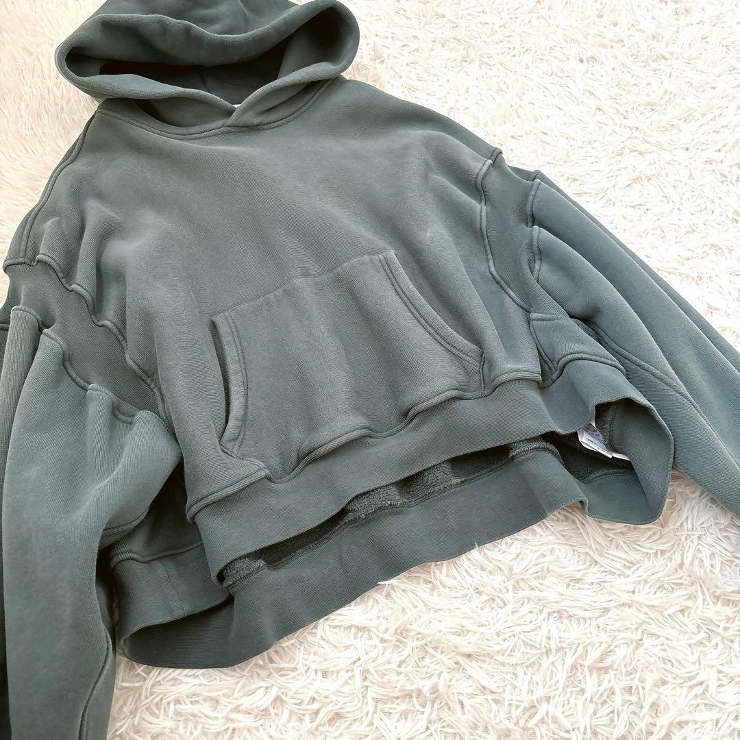 アレキサンダーワン　ダークグリーン クロップドパーカー　コクーン　Mサイズ