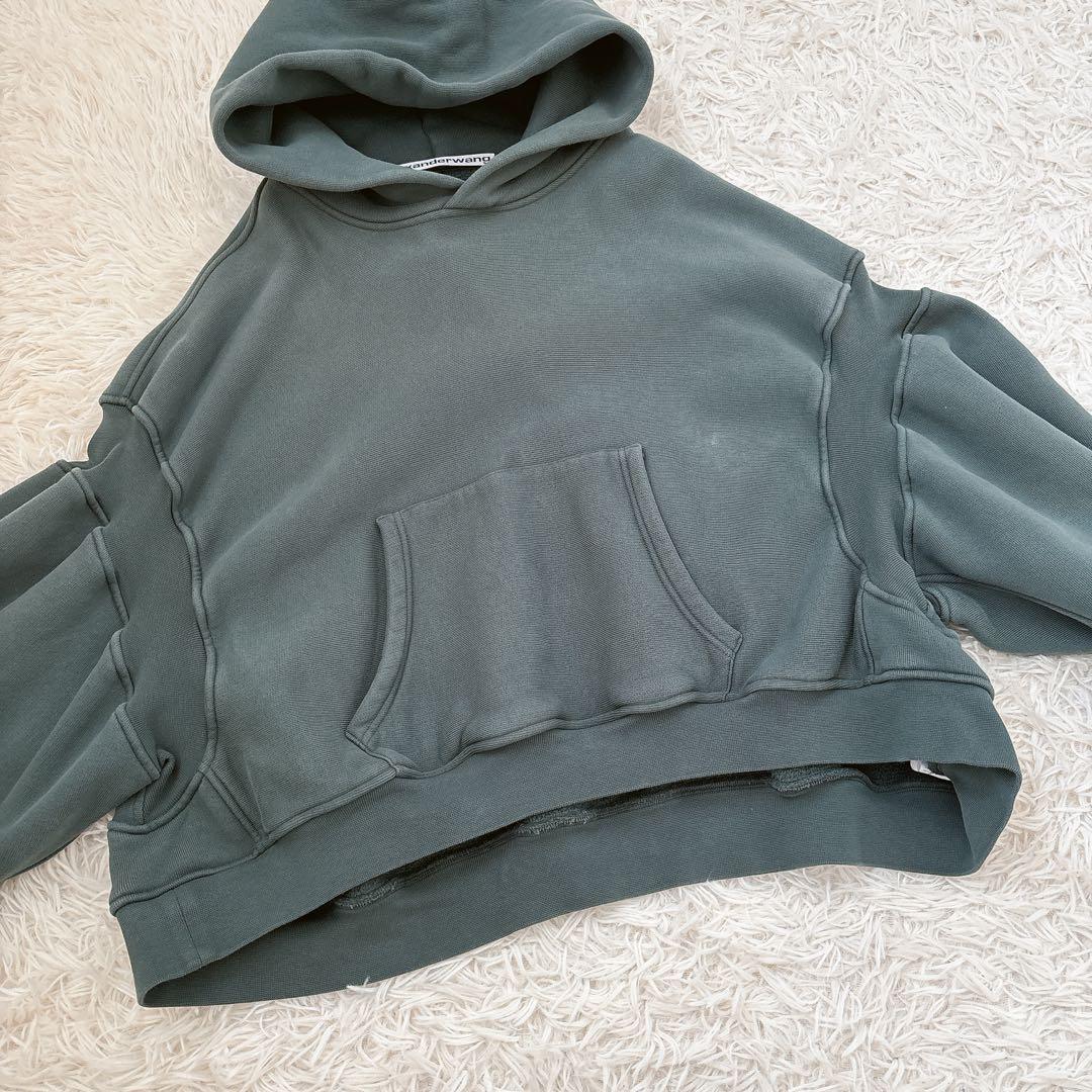 アレキサンダーワン　ダークグリーン クロップドパーカー　コクーン　Mサイズ