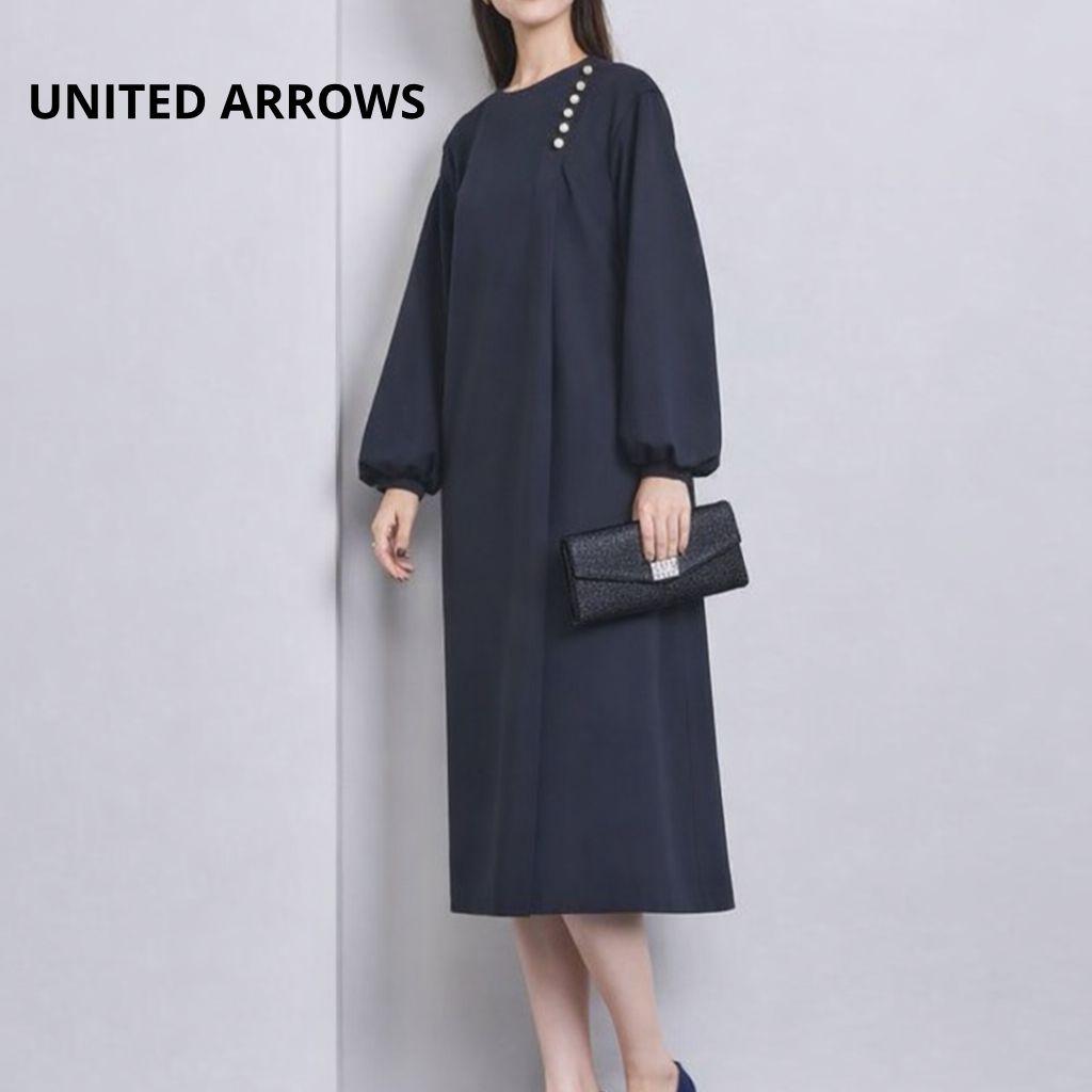 UNITED ARROWS SPONGY ワンピース ブラック　36 パール