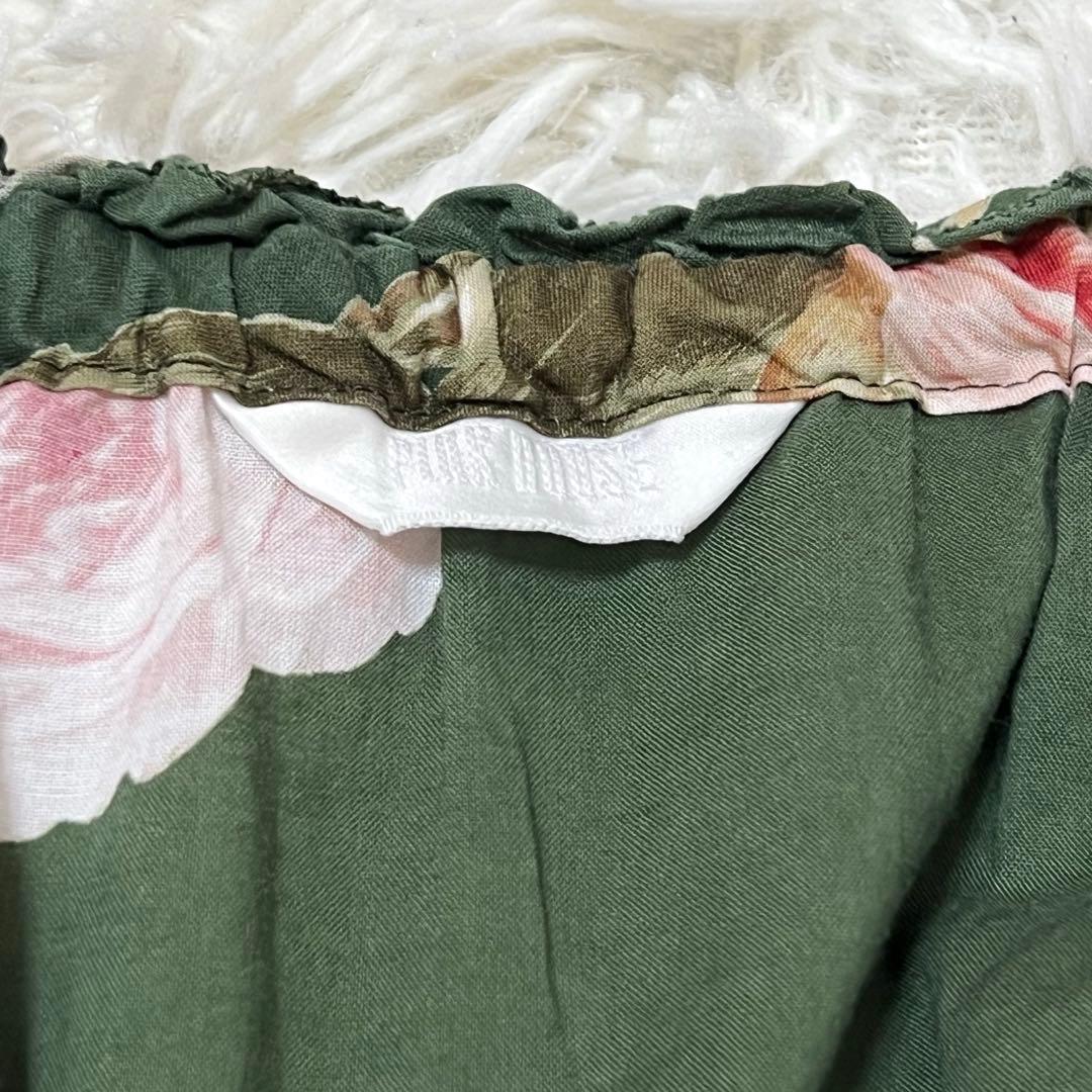 ピンクハウス　花柄　ティアードチュニック フリル　リボン　パフスリーブ　花ボタン