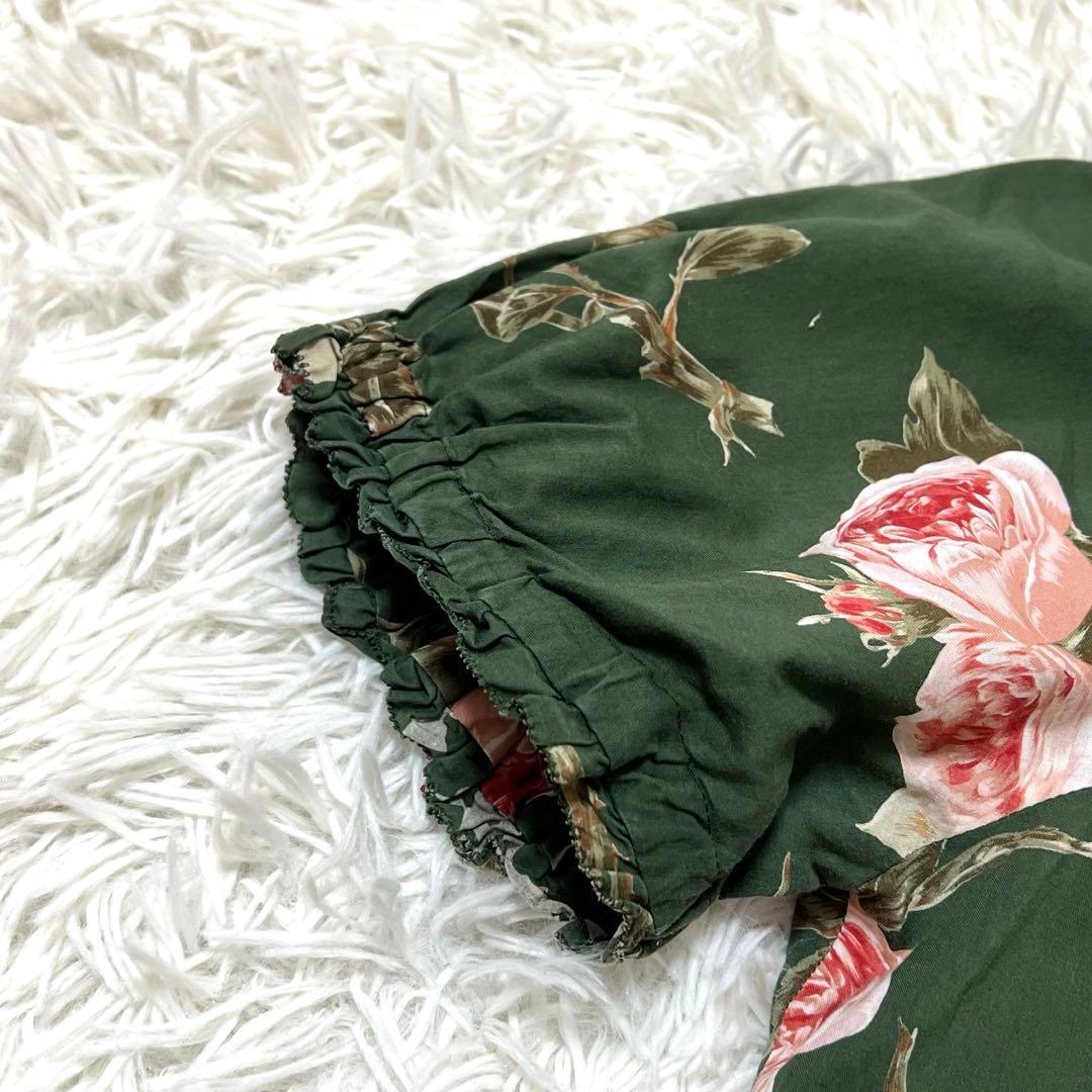 ピンクハウス　花柄　ティアードチュニック フリル　リボン　パフスリーブ　花ボタン