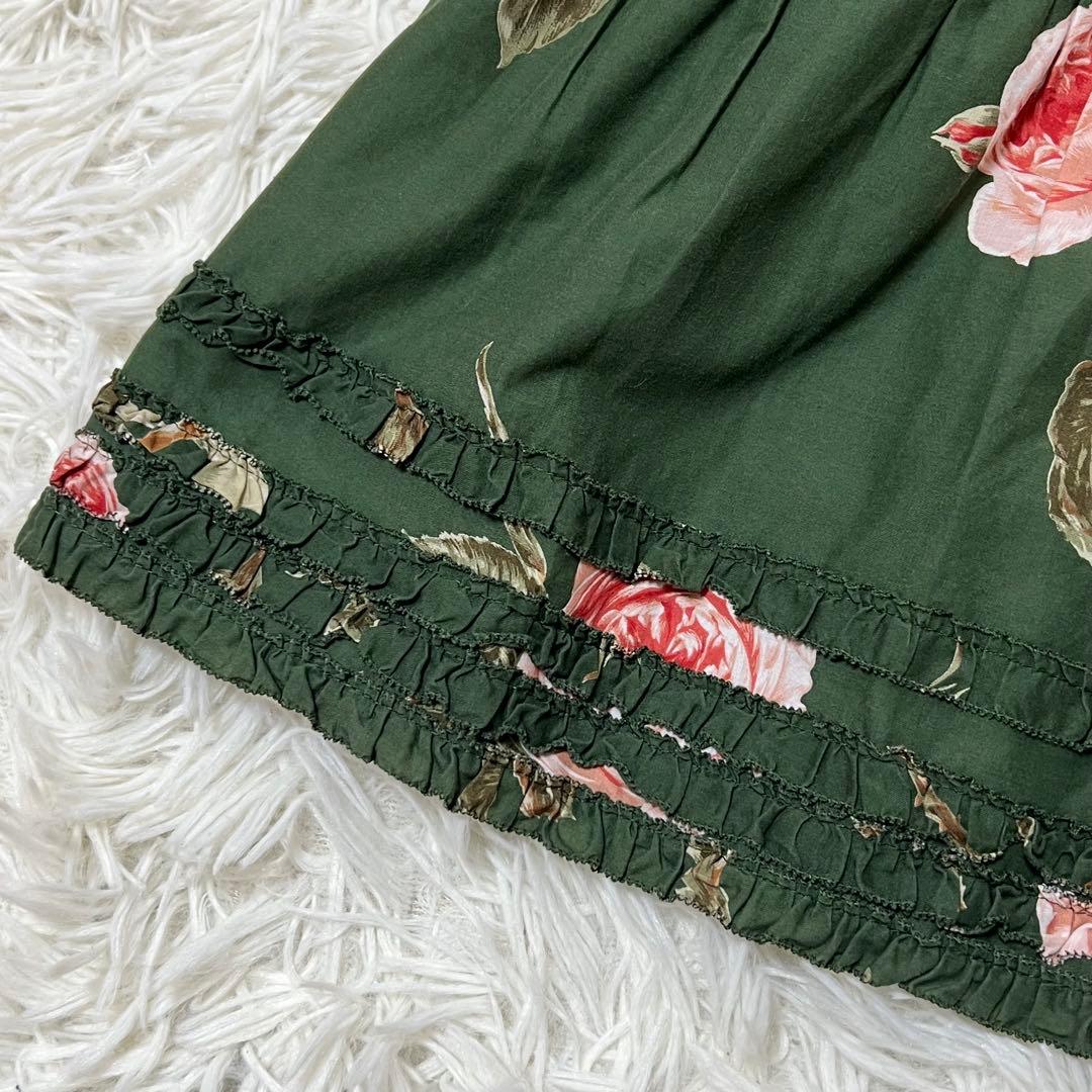 ピンクハウス　花柄　ティアードチュニック フリル　リボン　パフスリーブ　花ボタン