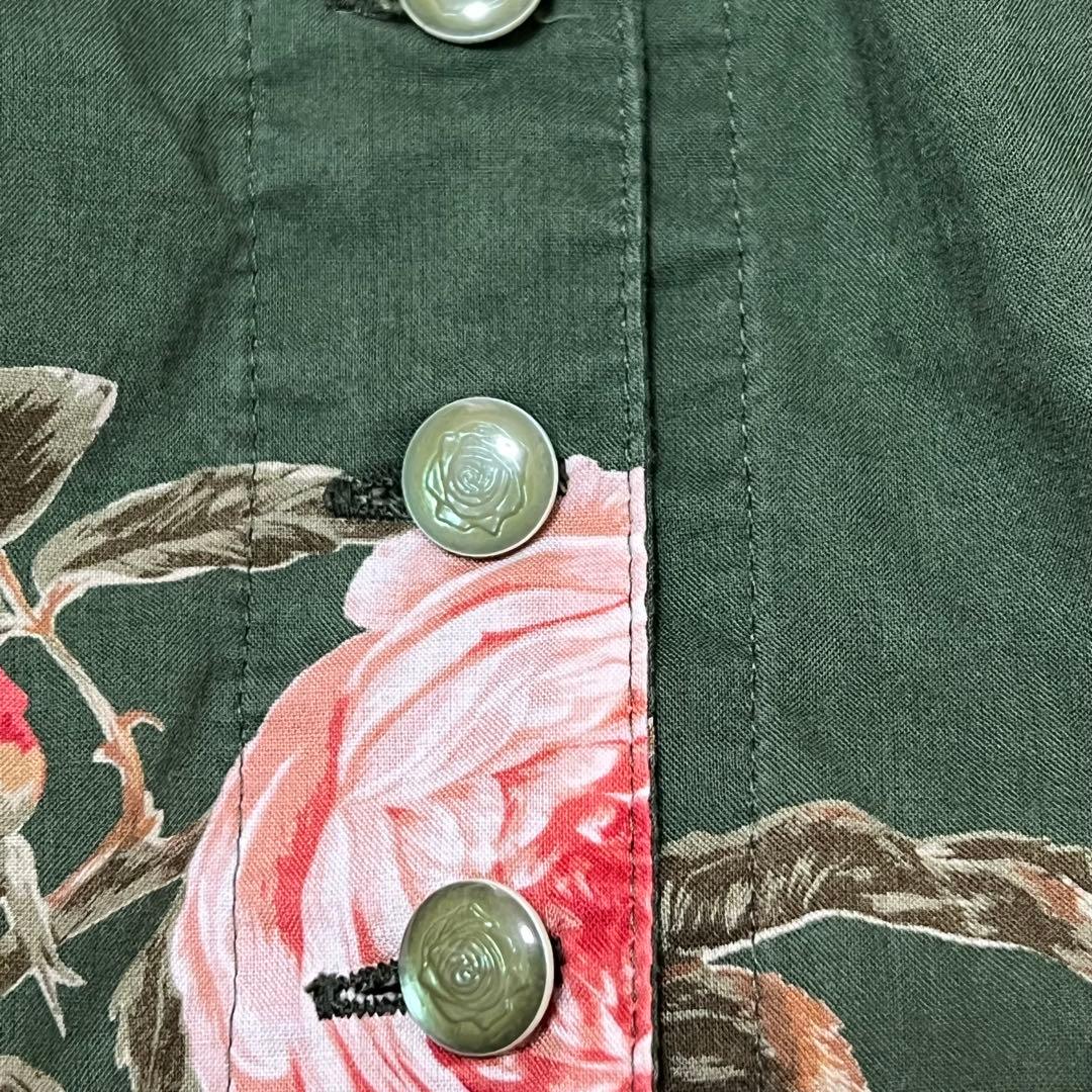 ピンクハウス　花柄　ティアードチュニック フリル　リボン　パフスリーブ　花ボタン