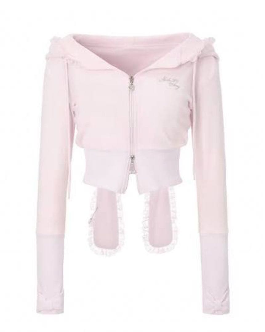 トップス shushucherry Bunny hood 2-way zip-up