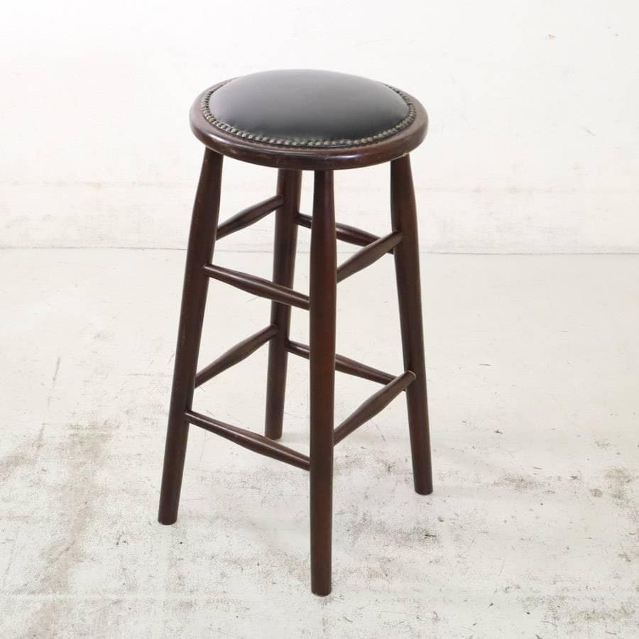 6脚まとめ買い5 ルーマニア製 ハイスツール ビーチ材 ブラック PVCレザー