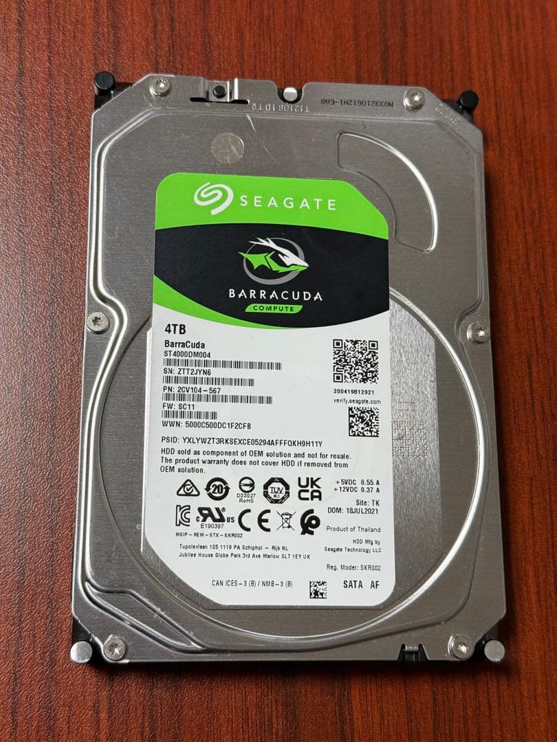 【中古】4TB/HDD/Seagate/ST4000DM004/スマート情報有り