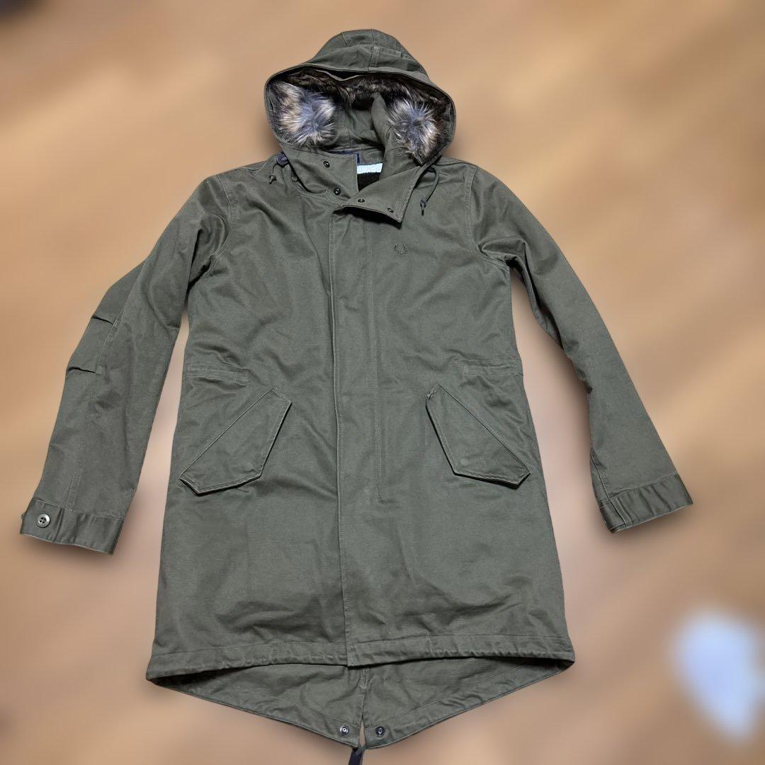 美品⁂フレッドペリー⁂モッズコート　ブロックチェックボアライナー　カーキ　S