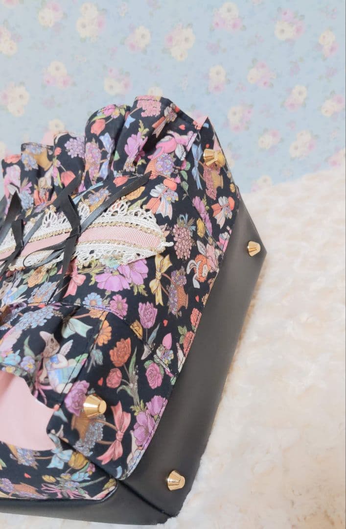 美*ち様 ジョリーフルール　フラップファスナートート　マイリトルテイラー　ブラッ