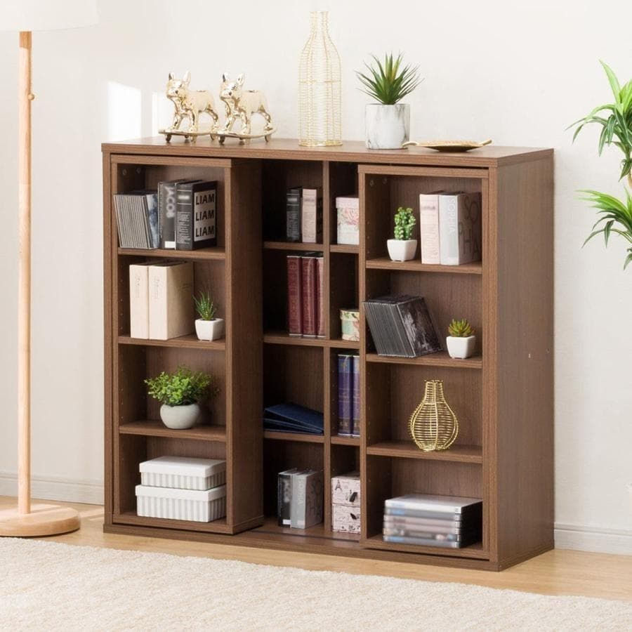 ニトリ 本棚 スライド式 テイルI 100MBR 幅100×奥行30×高90cm