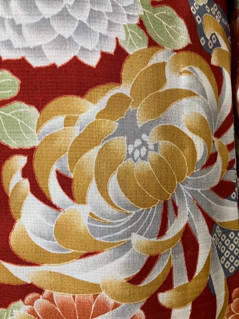 撫松庵　ポリエステル　レトロモダン　夏着物 洗える浴衣　菊　単品