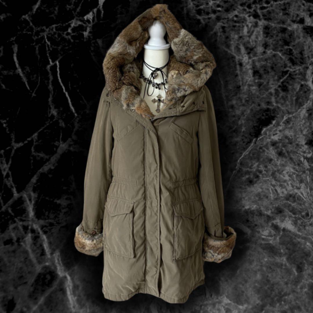 y2k 00s archive グランジ リアルファーモッズコート 平成ギャル