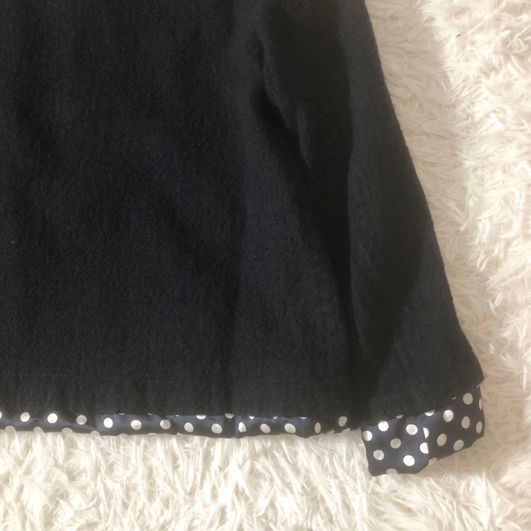 トリココムデギャルソン ウール縮絨ジャケット 裏地ドット レイヤード ネイビー