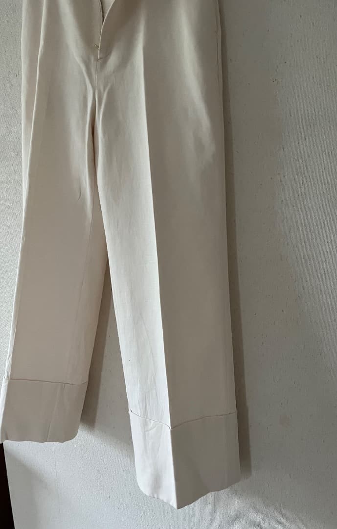 【５万定価】ユナイテッドアローズ ワイドリネンパンツ　厚手　日本製　白　Lサイズ