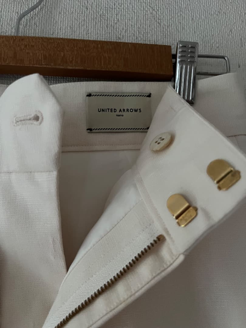 【５万定価】ユナイテッドアローズ ワイドリネンパンツ　厚手　日本製　白　Lサイズ