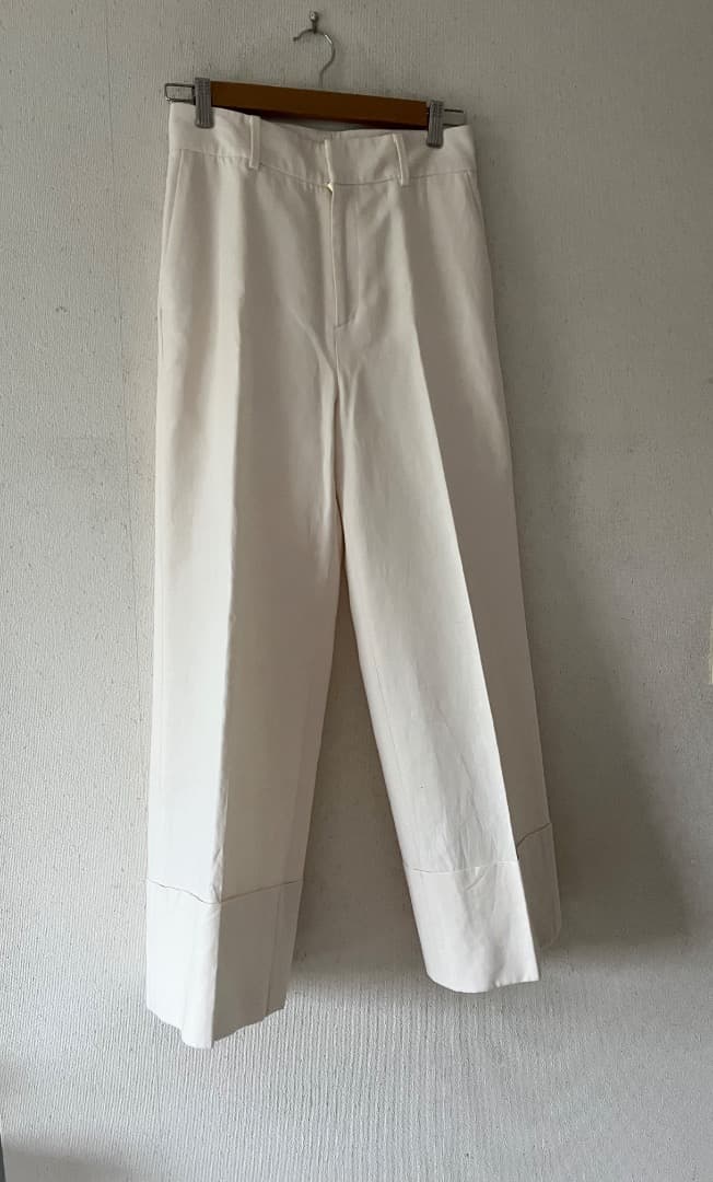 【５万定価】ユナイテッドアローズ ワイドリネンパンツ　厚手　日本製　白　Lサイズ