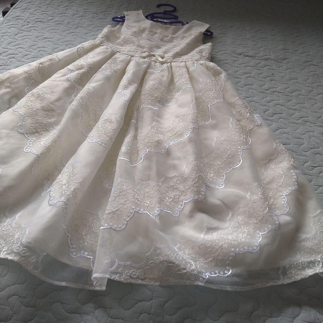 専用　美品　トッカバンビーニ　ドレス　 刺繍　アイボリー　120　クロスリボン
