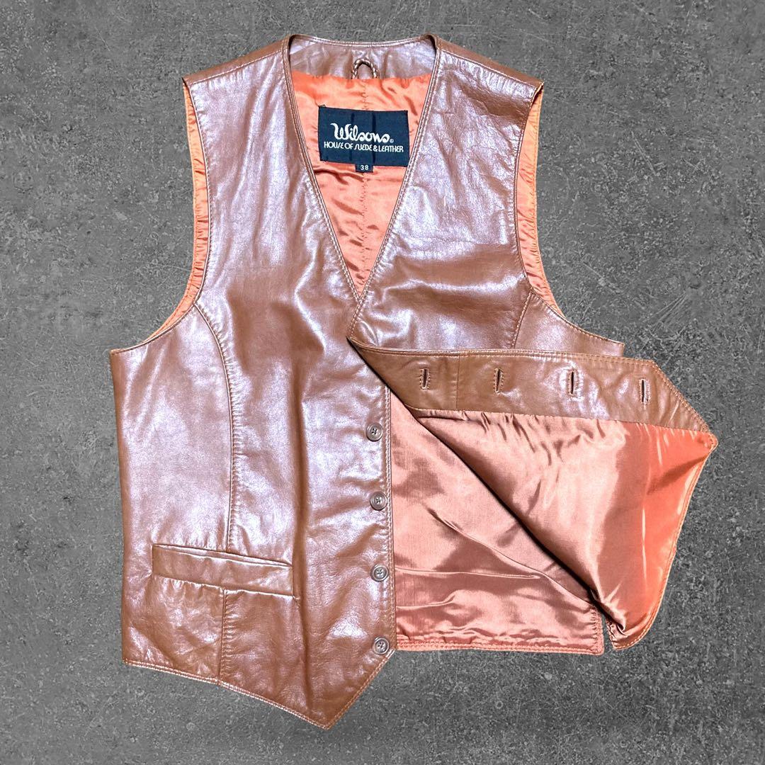 わと Vintage Vest ウイルソンズ レザー革ベストブラウンM