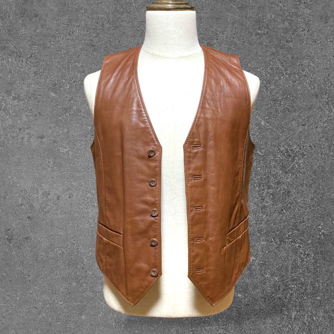 わと Vintage Vest ウイルソンズ レザー革ベストブラウンM