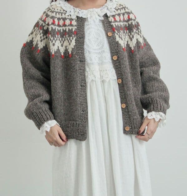 タグ付き ツハルバイサマンサモスモス ペルーニット カーディガンチャコールグレー