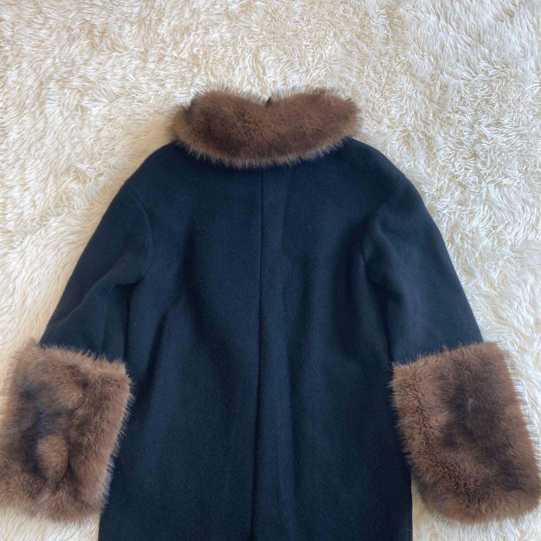 anuans ファートリムコクーンコート　ブラック