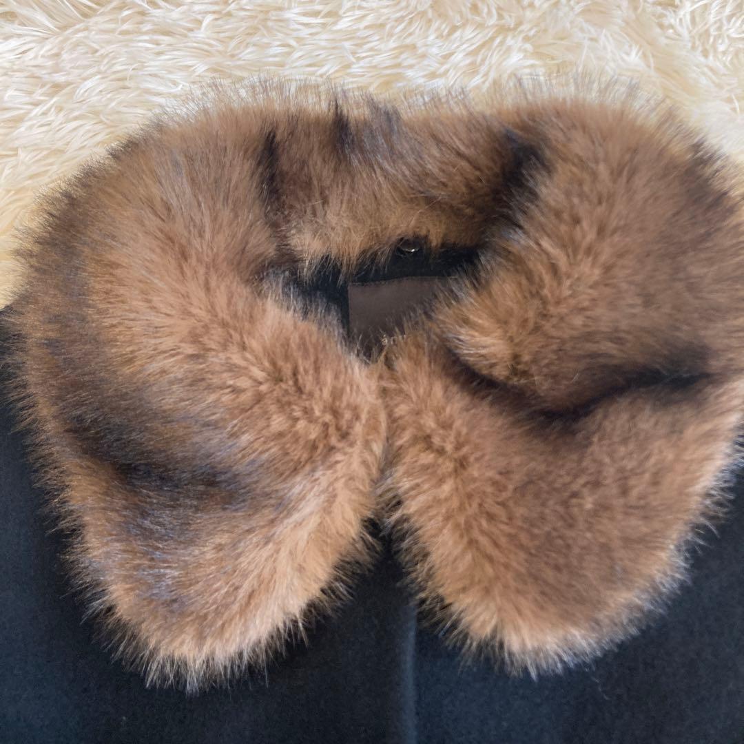 anuans ファートリムコクーンコート　ブラック