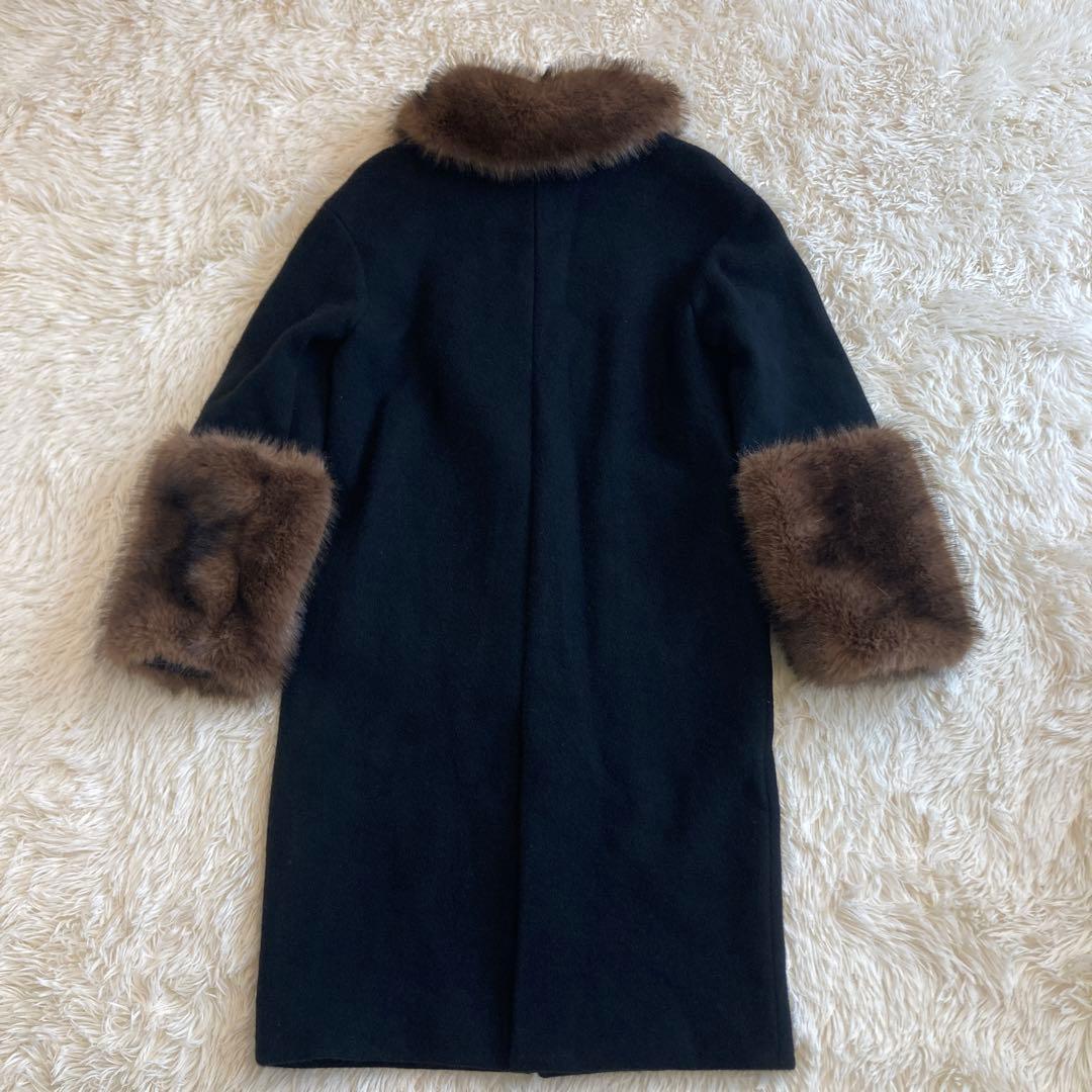 anuans ファートリムコクーンコート　ブラック