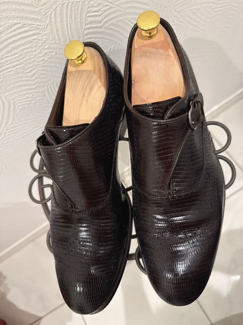 EMPORIO ARMANI リザードレザーモンクストラップ 革靴 イタリア製