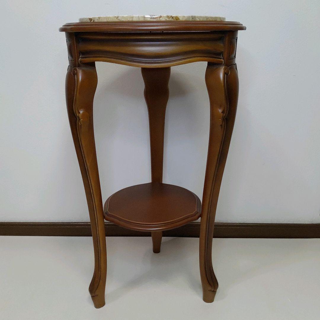 希少 美品 大理石調 サイドテーブル コンソールテーブル 花台 猫脚 送料無料