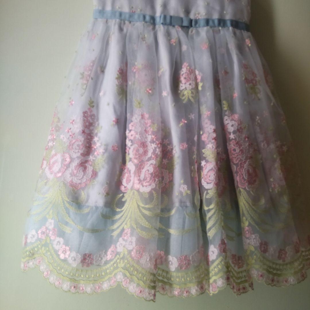 TOCCA 花柄刺繍 ドレス　ワンピース　水色　130