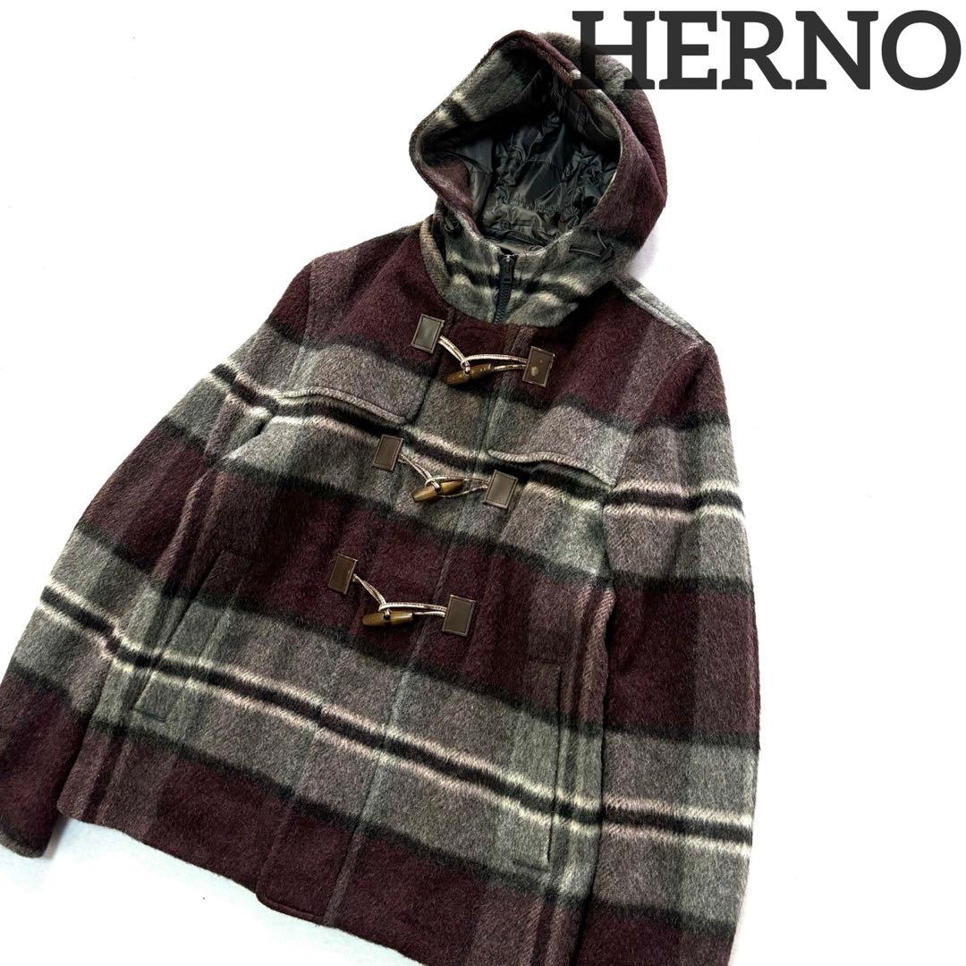 ☆ Herno チェック柄 シャギーニット 中綿 ジャケット 48 アウター