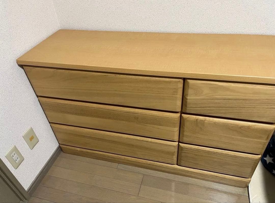 木製ローチェスト ナチュラル 収納棚 引き出し6段 タンス