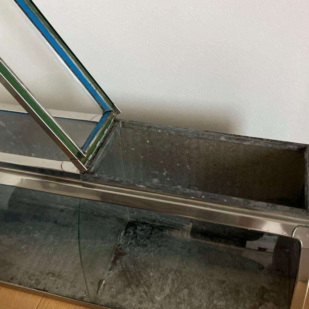 古道具　昭和レトロ　ブリキ　ショーケース　全面Rガラス　ディスプレイ