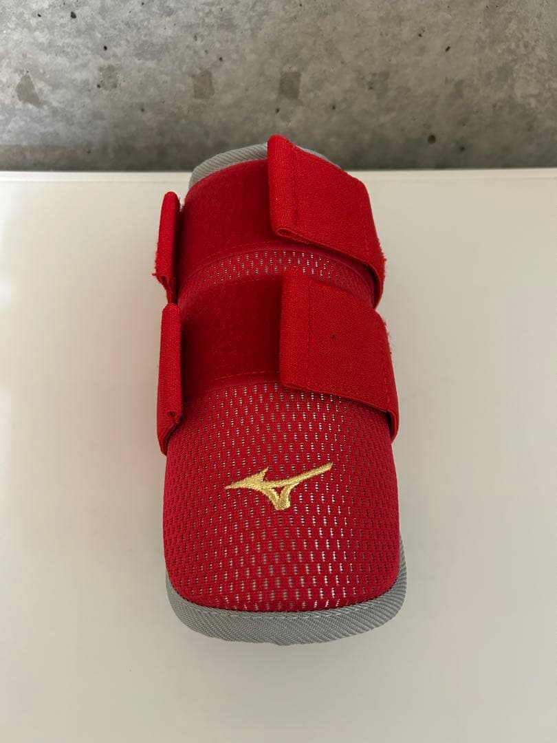 ✨美品✨【ミズノプロ】エルボーガード &フットガード赤 収納袋付き、右打者用