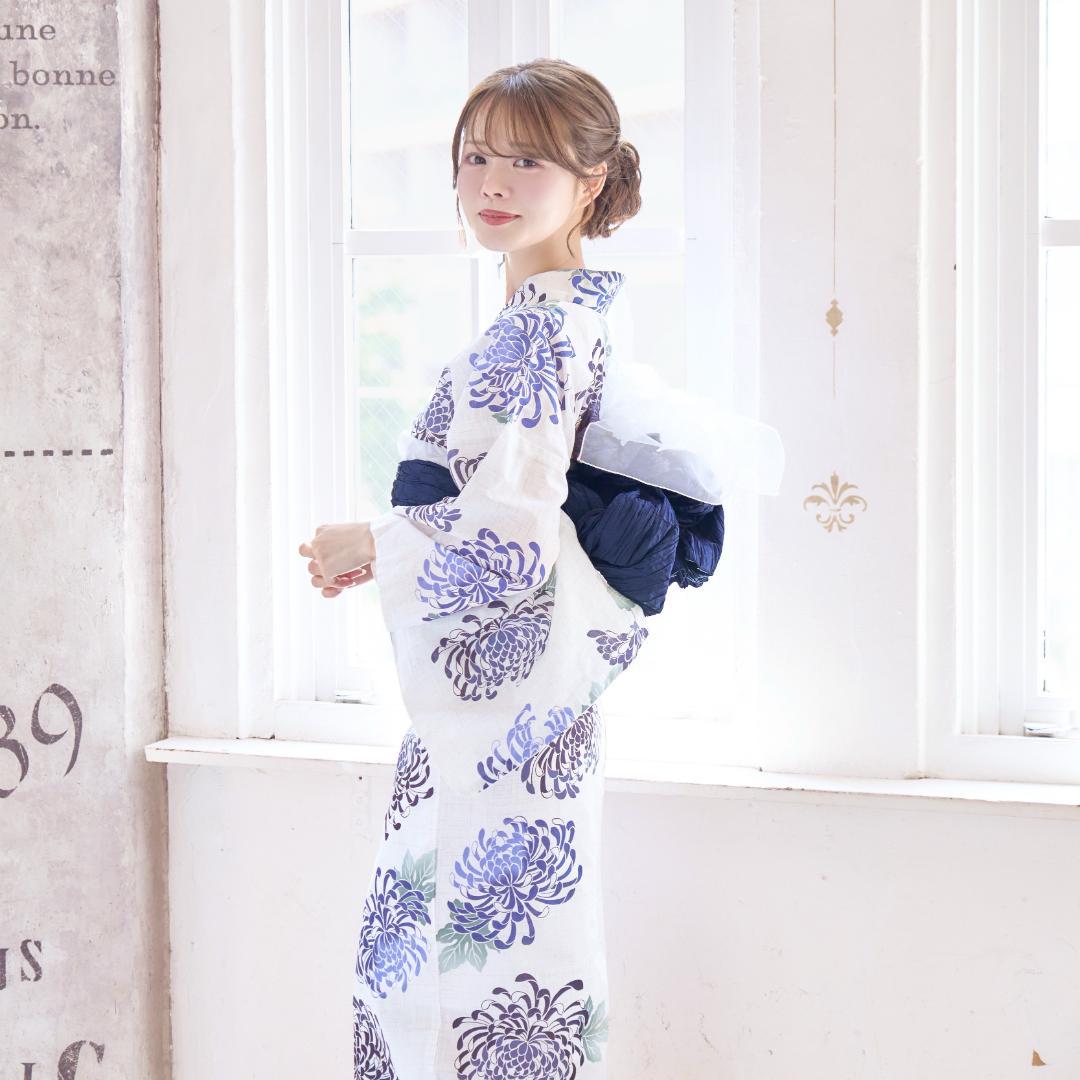 新品 浴衣 セット 浴衣セット ゆかた レディース 大人 白 紫 Y5-26