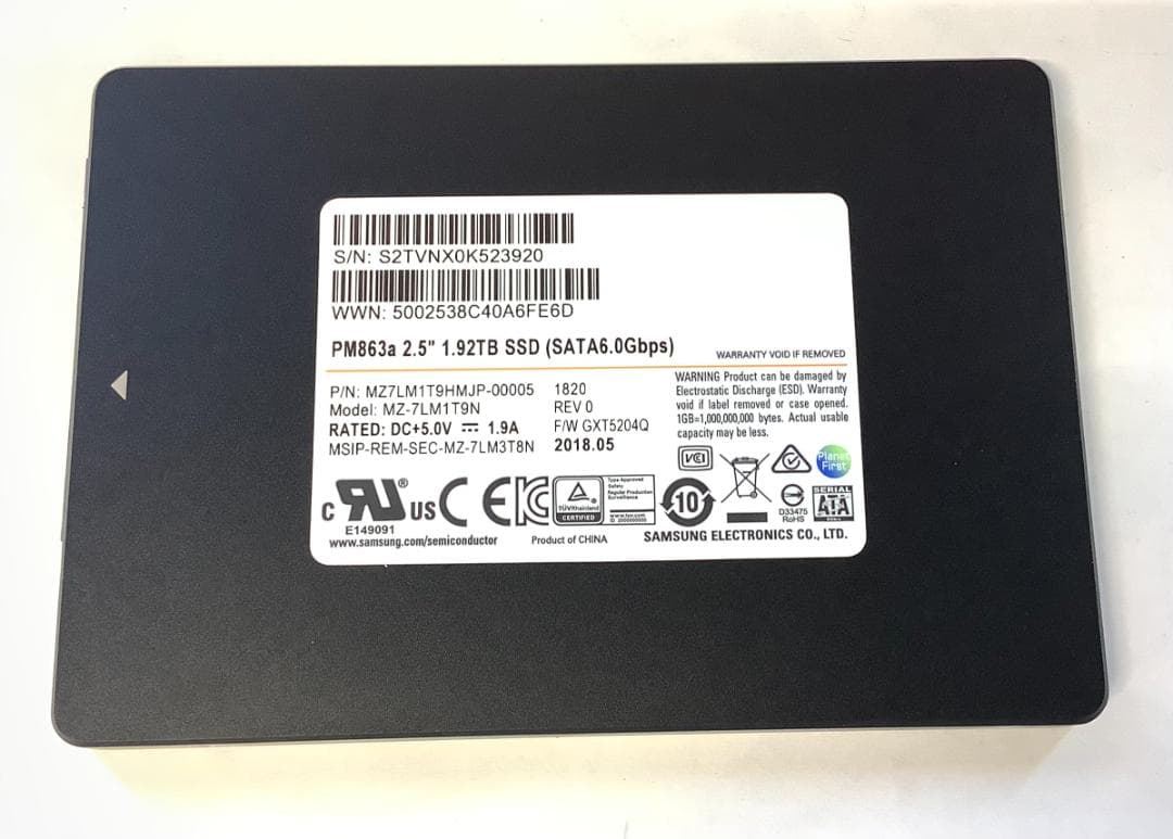 ②-WA339 SAMSUNG SATA 1.92TB SSD 2.5 1点