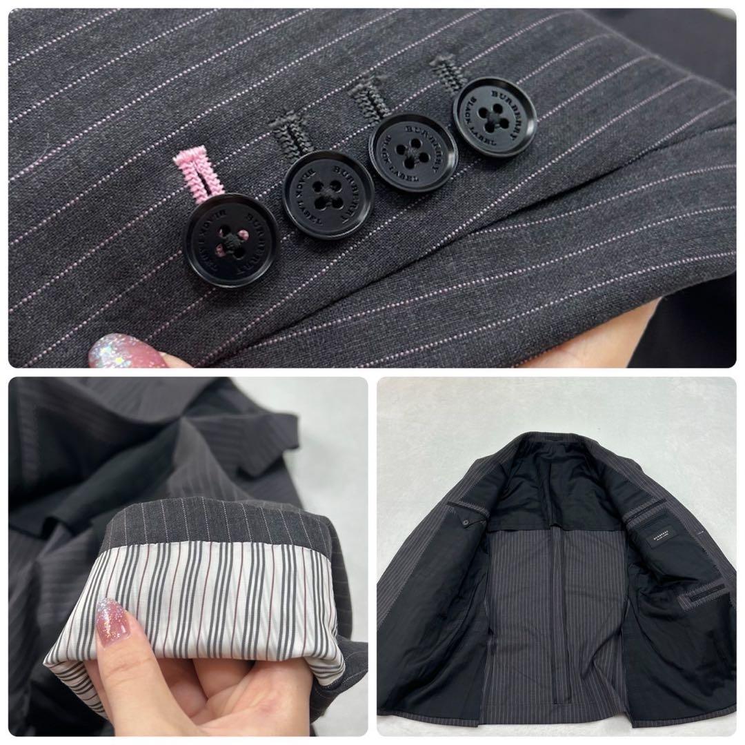 I241 美品 M バーバリーブラックレーベル スーツ上下 グレー メンズ