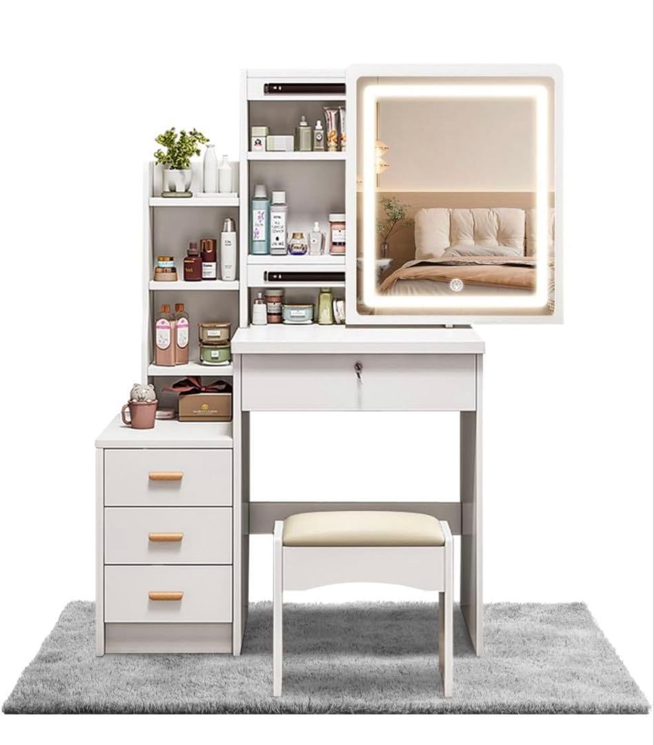 ☆週日限定セール☆新品ドレッサー　スツール付き　鏡台 タッチ操作　女優ミラー