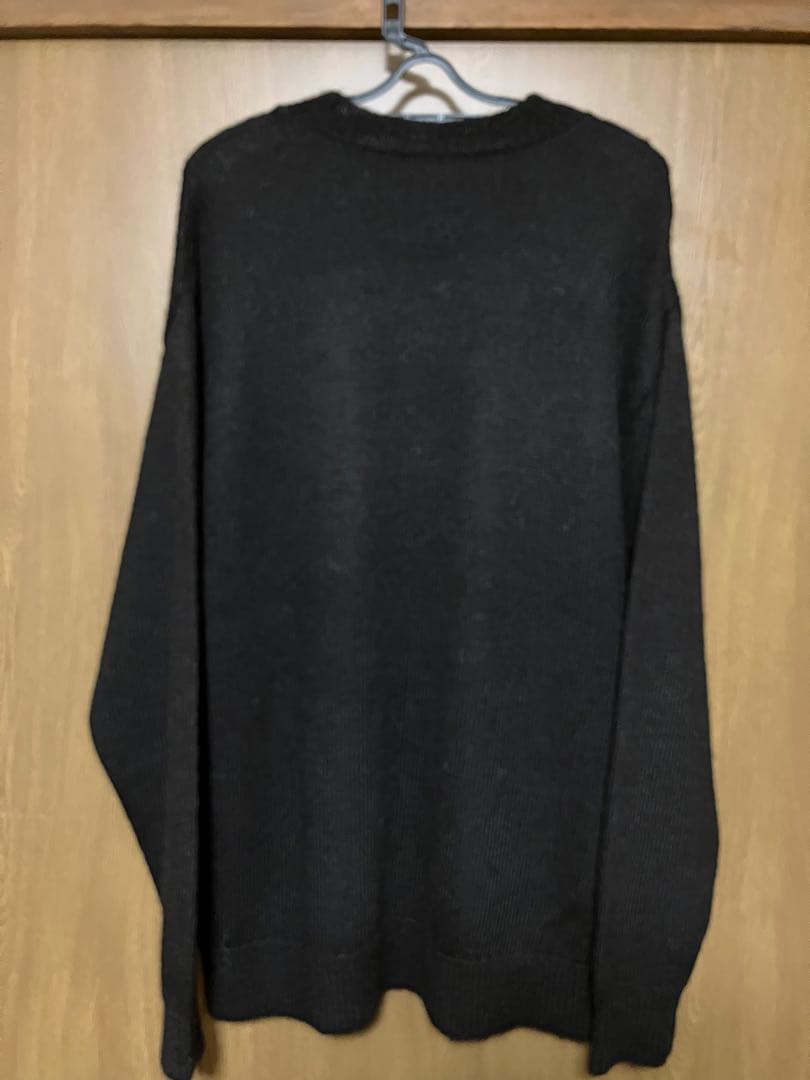 COMOLI ブラックアルパカクルーネックニット サイズF