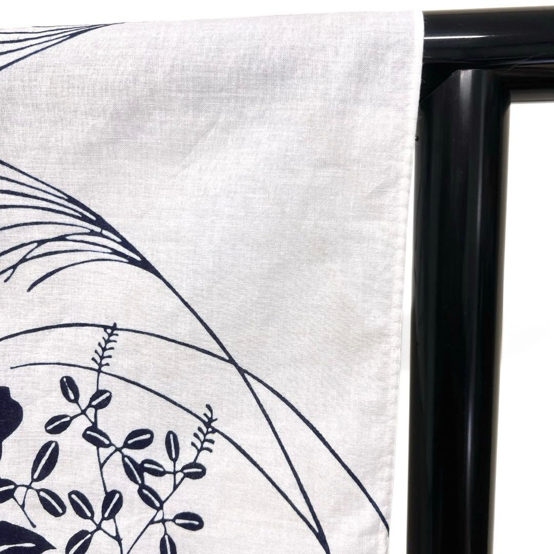 浴衣　朝顔　萩　稲穂　白地　ネイビー　着物　074a d