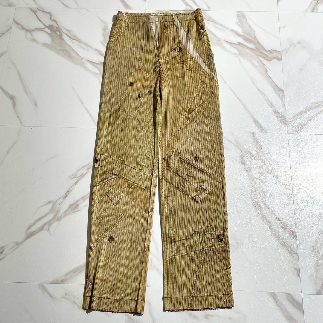 美品✨ PLEATS PLEASE 転写デニム ボトムプリント プリーツパンツ