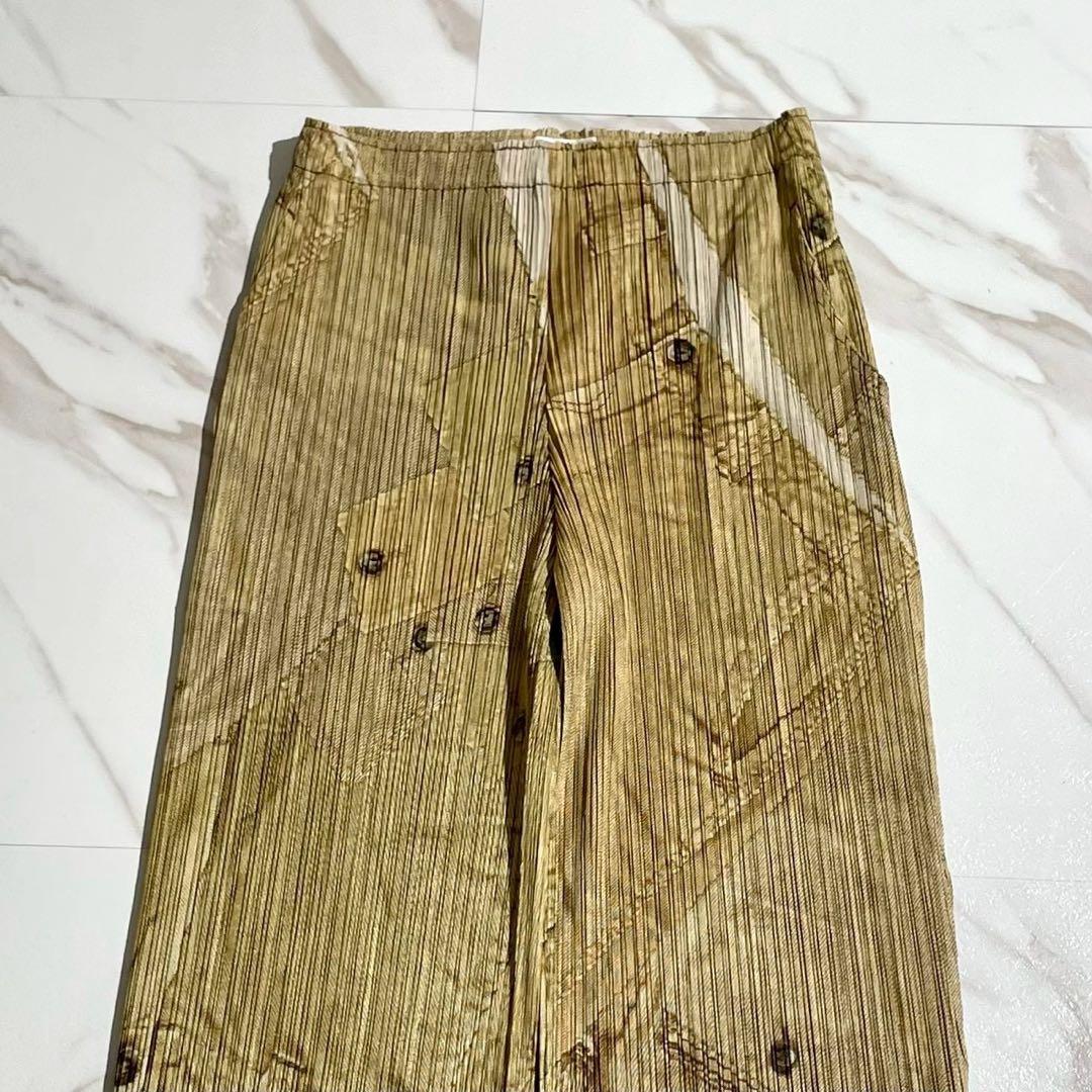 美品✨ PLEATS PLEASE 転写デニム ボトムプリント プリーツパンツ