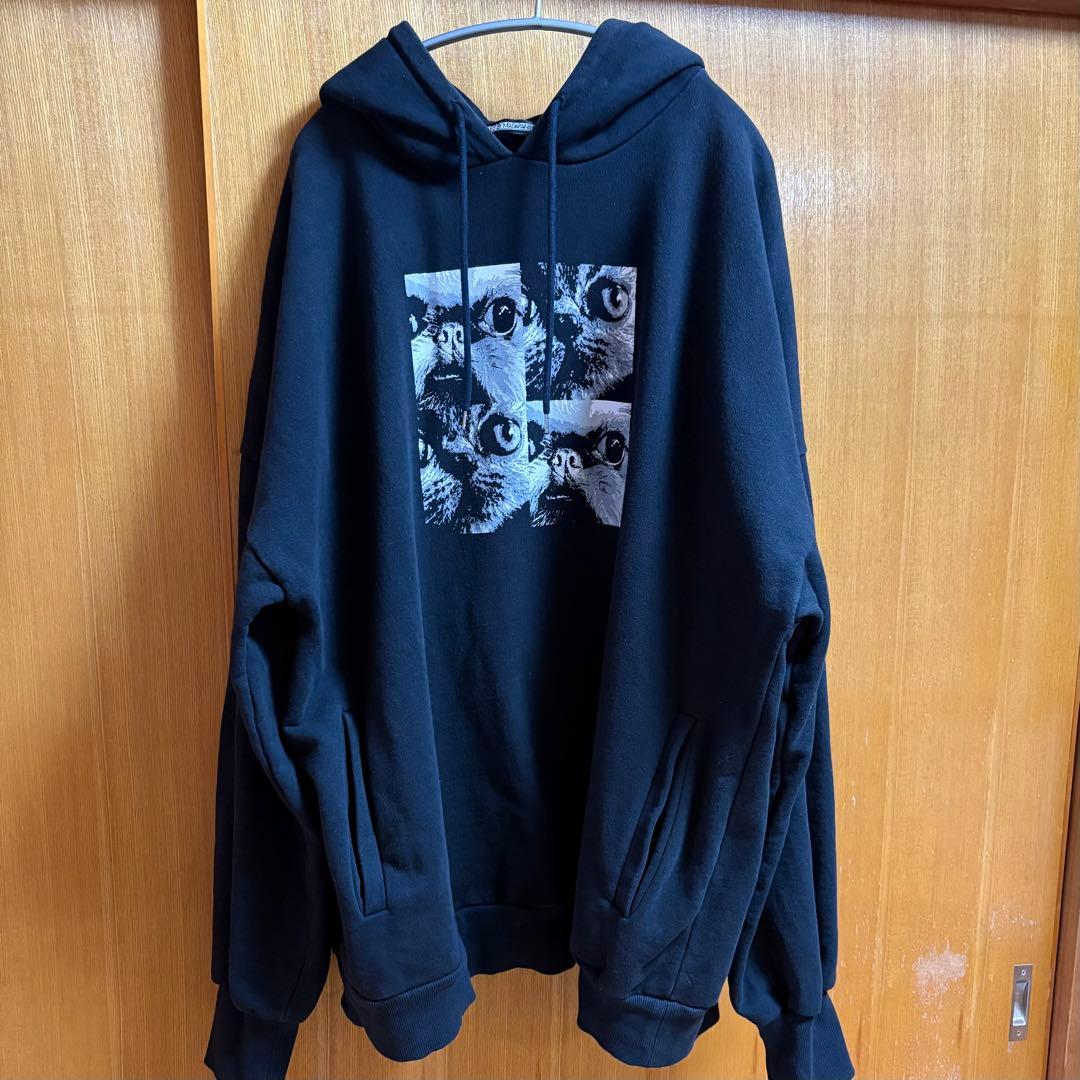 MADARANINGEN マダラニンゲン 猫プリント ブラックパーカー フーディ
