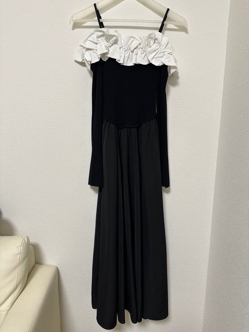 LILY BROWN リリーブラウン フリルカラーニットコンビワンピース