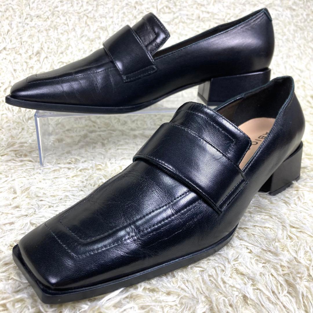 『未使用級』ファビオルスコーニ ローファー スクエアトゥ ブラック レザー 37