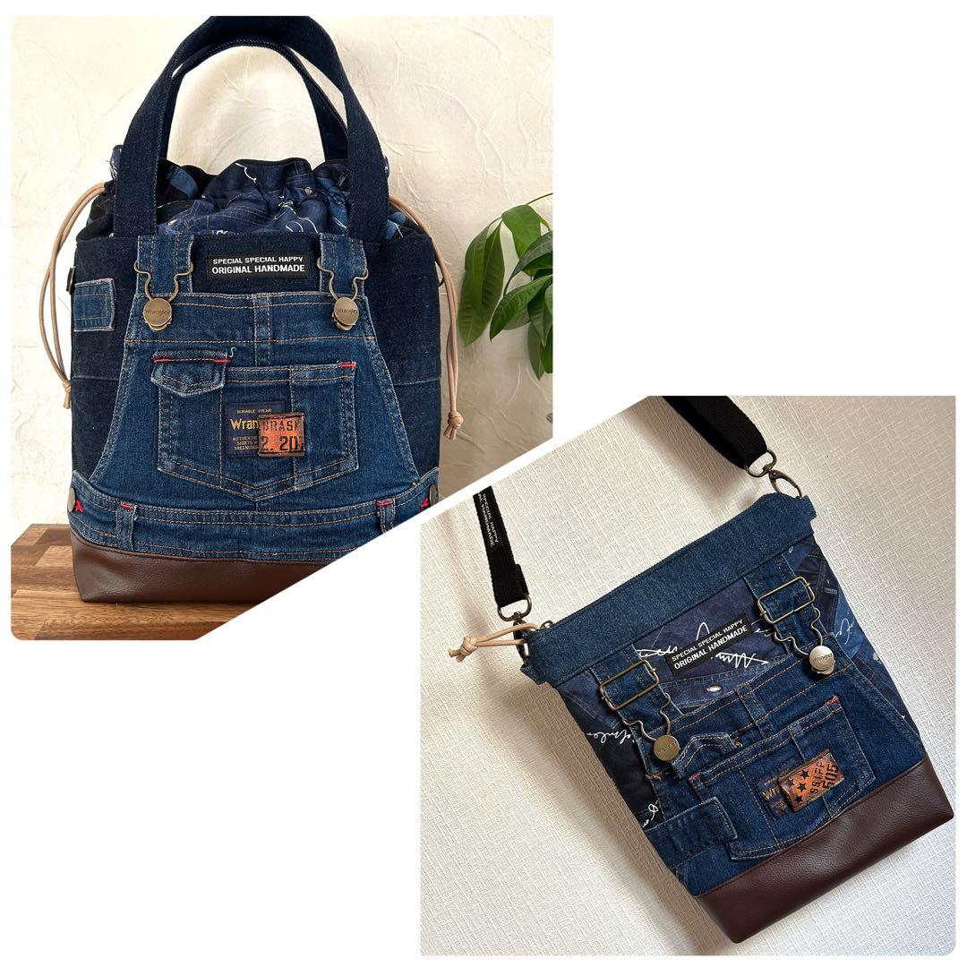 専用★デニムリメイク 巾着バッグ　トートバッグ　オーバーオール