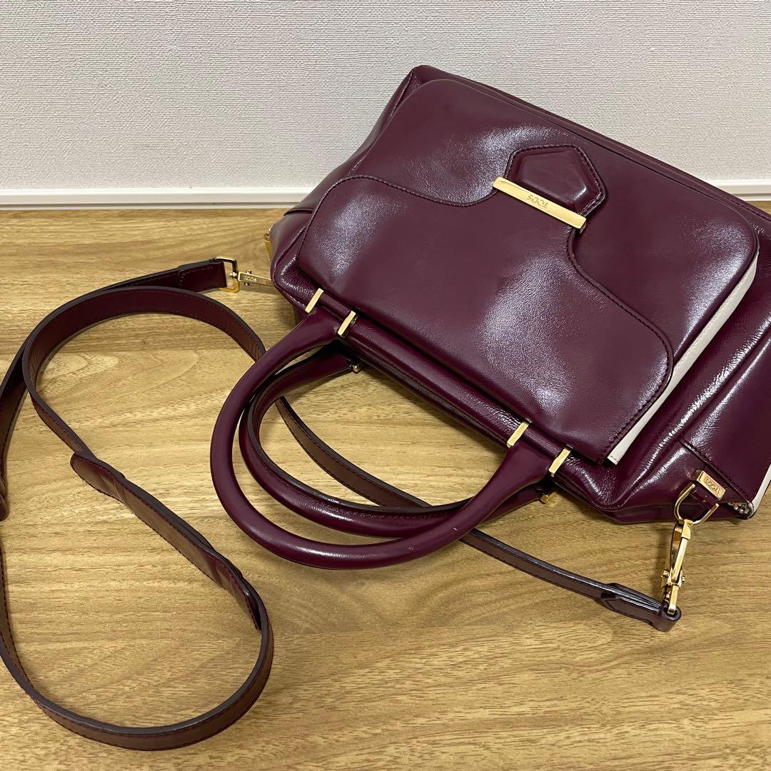 《極美品》TOD’S （トッズ）レザー ハンドバッグ パープル系
