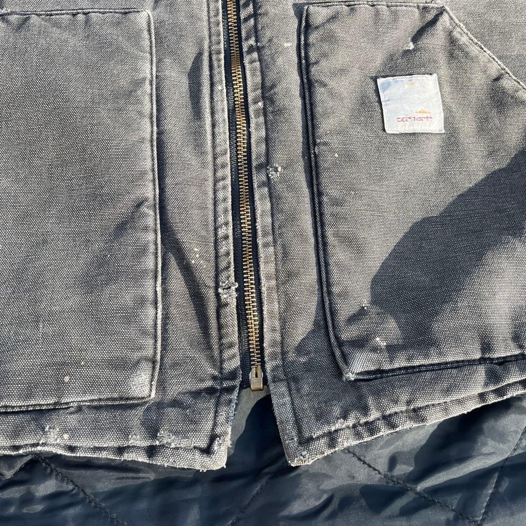 Carhartt ブラック ダウンベストUSA製　極上フェードXL