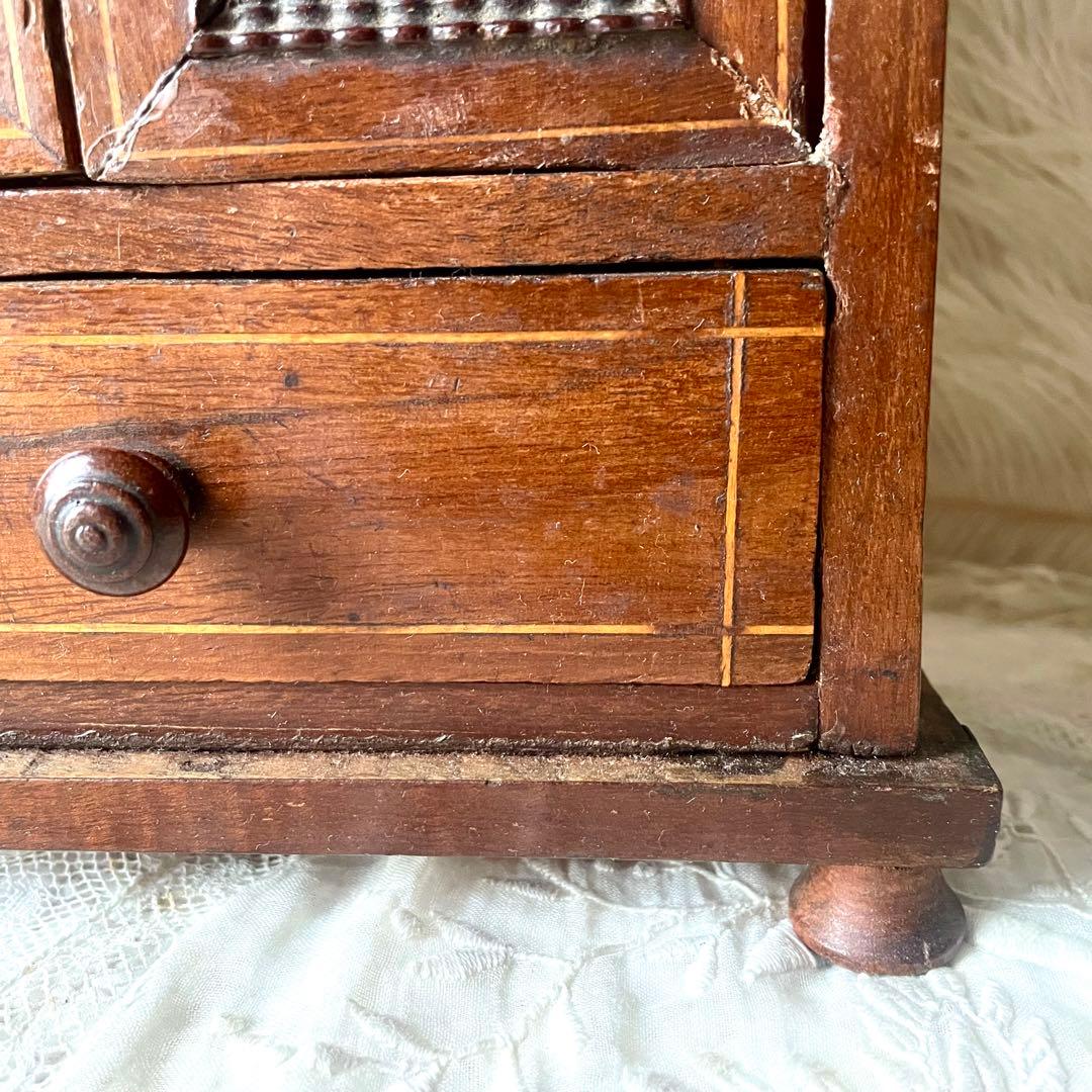 ドールキャビネット　フランスアンティーク　カップボード　ディネット　引き出し付き